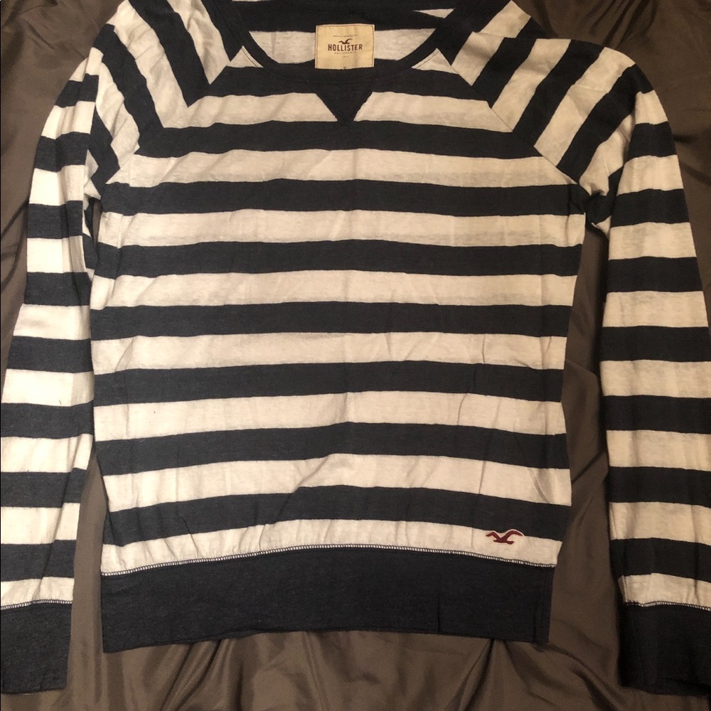 Hollister black and white stripped shirt